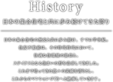 History 日本の集合住宅と共に歩み続けてきた誇り