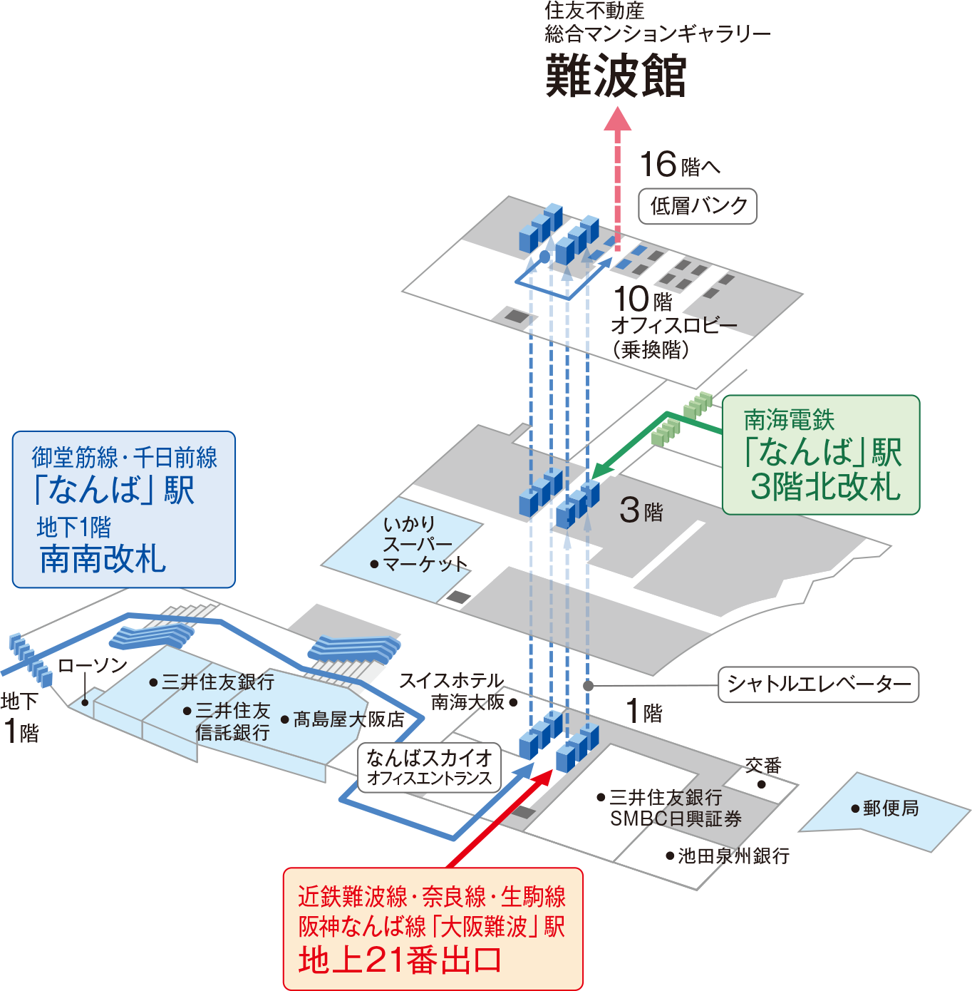Osaka Metro�䓰�ؐ��E����O���u�Ȃ�΁v�w�A��C�d�S�u�Ȃ�΁v�w���炨�z���̕�