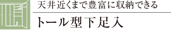 天井近くまで豊富に収納できるトール型下足入