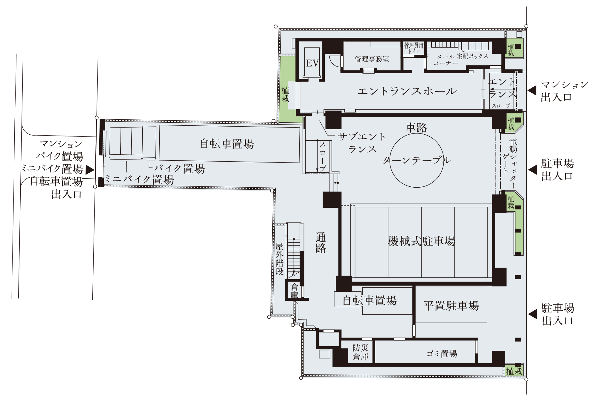 1階敷地配置概念図