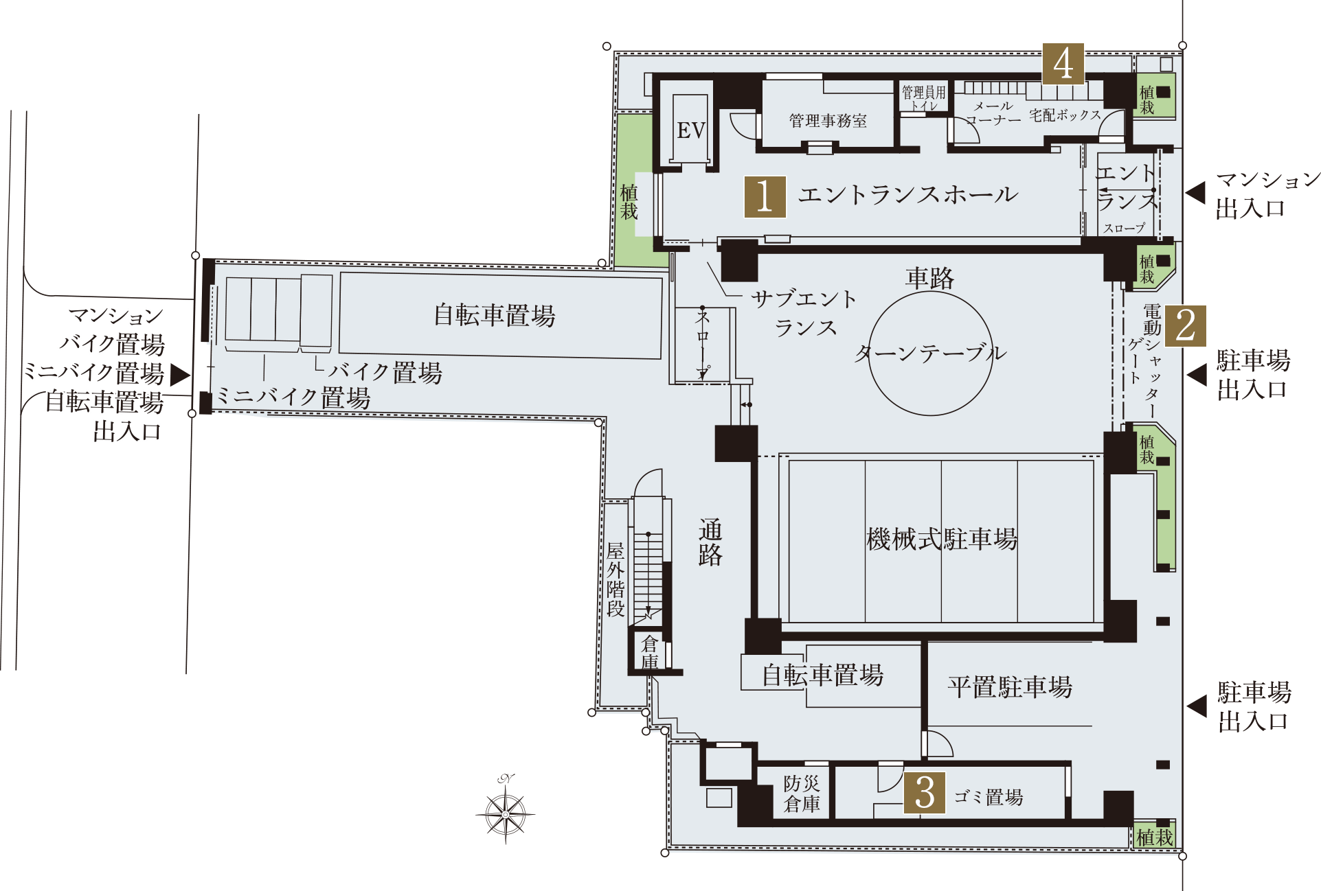 1階敷地配置概念図