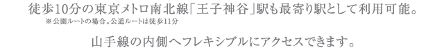 徒歩10分の東京メトロ南北線「王子神谷」駅も最寄り駅として利用可能。