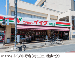 コモディイイダ中野店（約510m・徒歩7分）