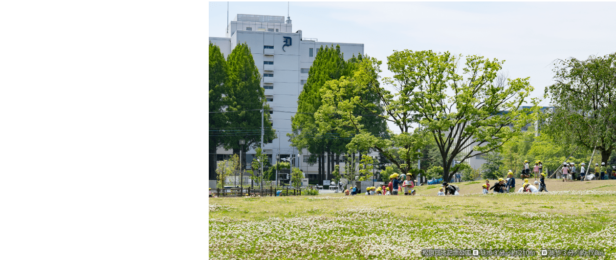 自然の潤いが日常に広がる多彩な公園に囲まれた地。