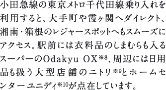 c}̓gc𗘗pƁA蒬ւփ_CNgAÓẼW[X|bgւX[YɃANZXBwOɂ͈ߗî܂ނX[p[Odakyu OX8Aӂɂ͓pi^X܂̃jg9ƃz[Z^[jfB10_݂Ă܂B
