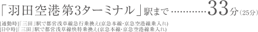 「羽田空港第3ターミナル」駅まで32分（28分）