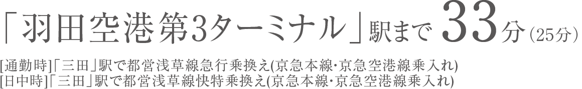 「羽田空港第3ターミナル」駅まで32分（28分）