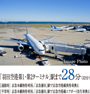 「羽田空港第1・第2ターミナル」駅まで28分(22分)