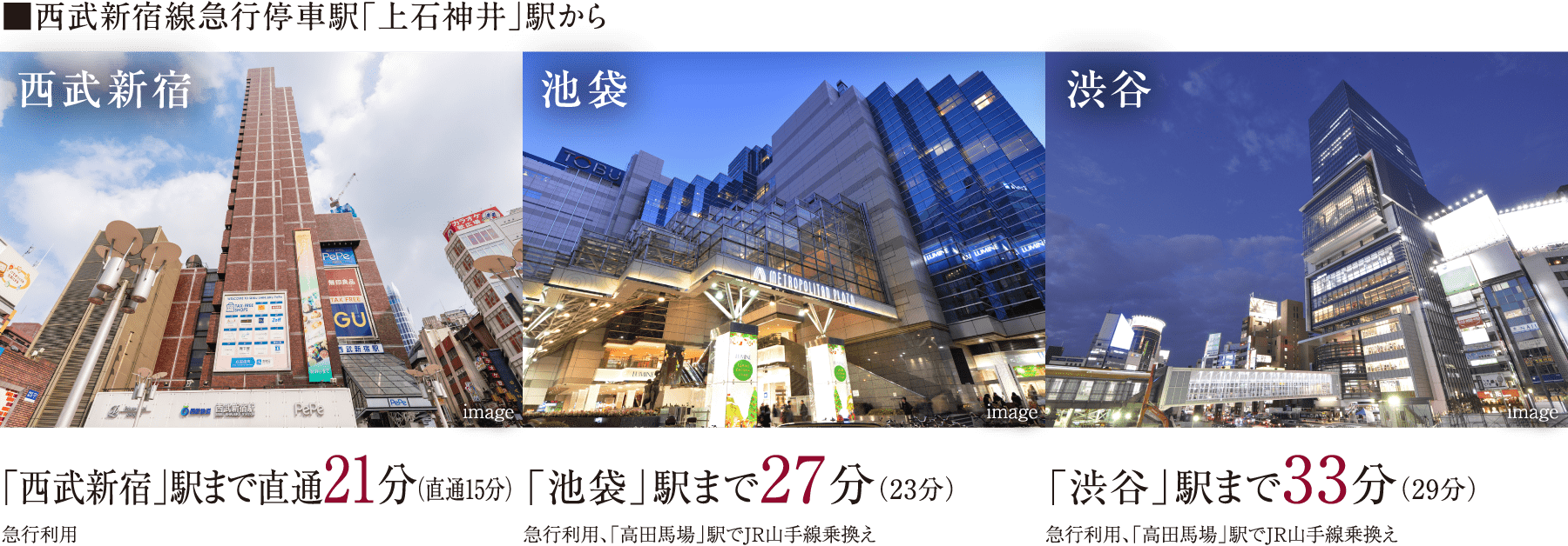 西武新宿線急行停車駅「上石神井」駅から 乗り換え情報