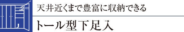 天井近くまで豊富に収納できるトール型下足入